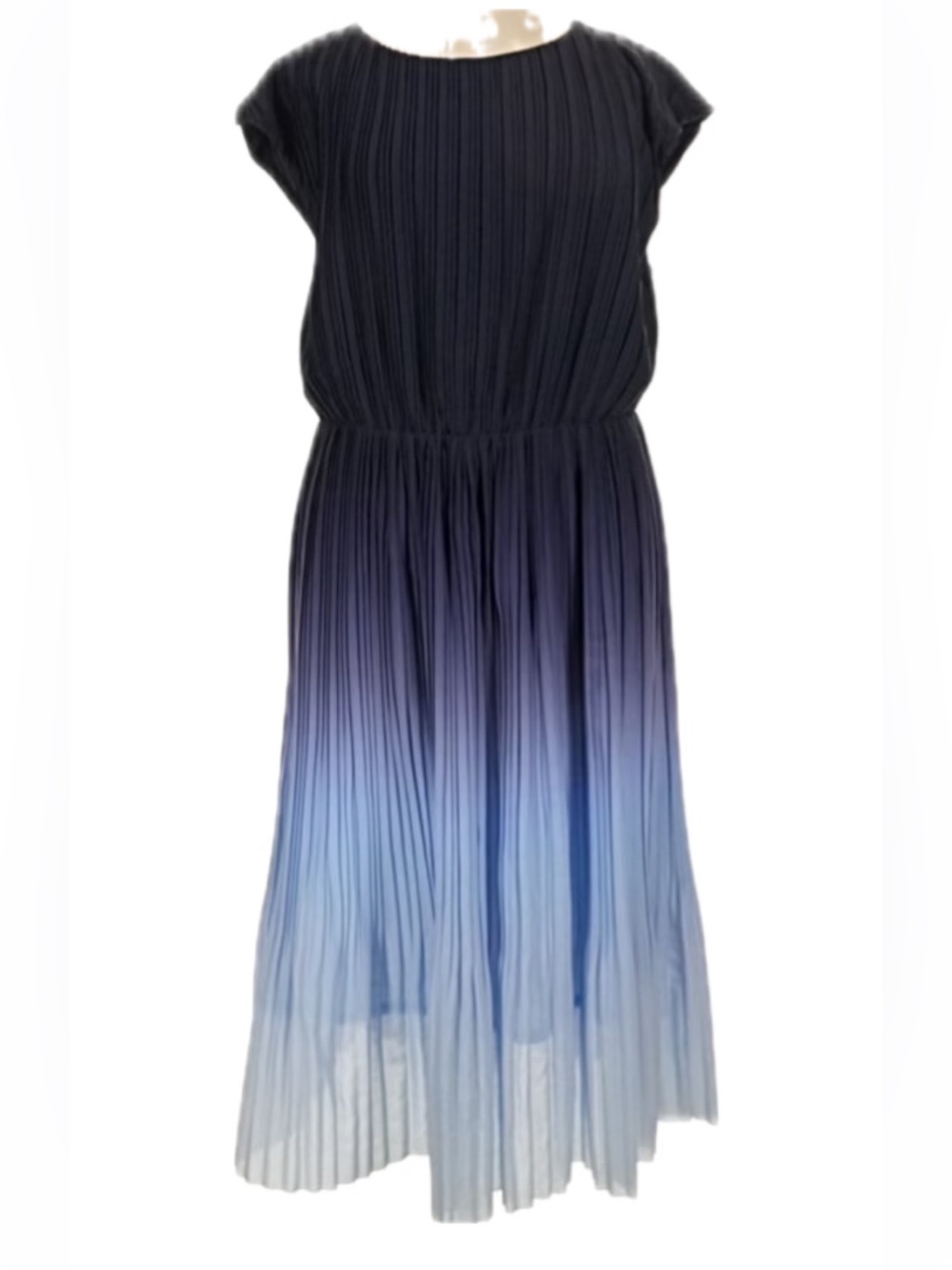 Banana Republic Factory Ombre Navy to Light Blue Pleated Midi Dress